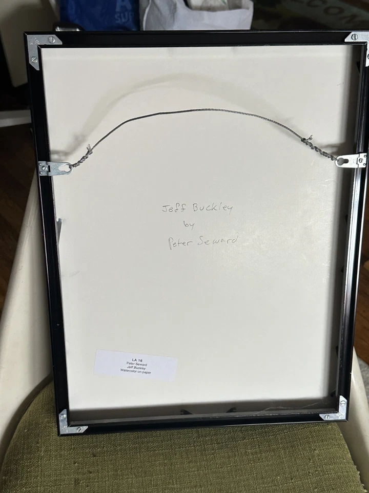 Pintura acuarela Jeff Buckley - retrato enmarcado - por Peter Seward 2013 Foto 3 de 4
