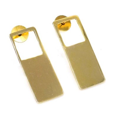 Rectangle Block Earrings Handmade Gold Plated Fashion Jewelry Gift 1.5'' d845