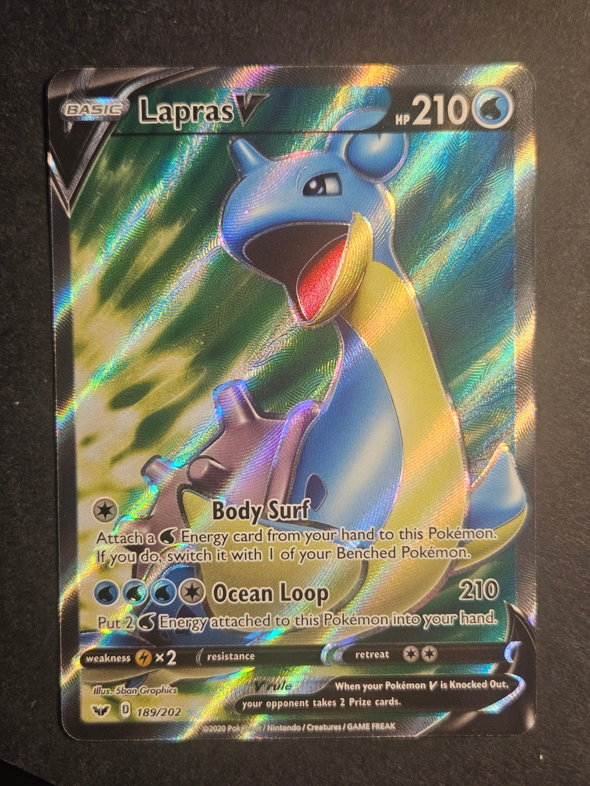 Lapras V (Full Art) Ultra Rare SWSH01: Sword & Shield Base Set 189/202 NM
