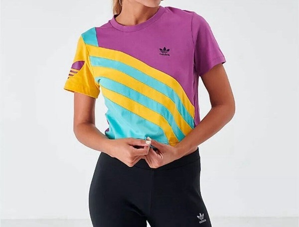Adidas Sportive Nineties Crop Tee Box Style Size 8 Women’s Striped 90s Inspired