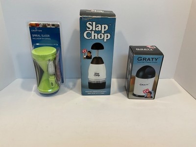 Slap Chop Manual Food Chopper Cutter ,Graty Cheese GraterNIB  & Spiral SlicerNIB