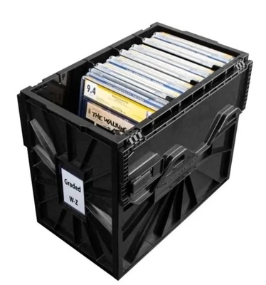 BCW Graded Comic Bin stapelbar mit verschließbarem Deckel (schwarzer Kunststoff) - kostenloser Versand! - Bild 1 von 4