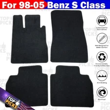 Fits 98-05 Benz W220 S Class Front & Rear Floor Mats Luxury Carpet BLACK Nylon