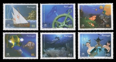 PORTUGAL 1998 Stamps EXPO 98 Oceans Marine life Submarine Scuba diving fish boat