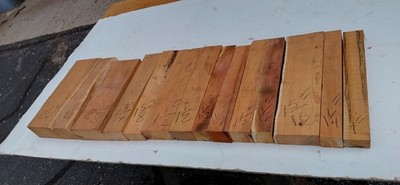 Pacific Yew Wood.  Live Edge plank wood 14 pc. knife scale/tool handle material