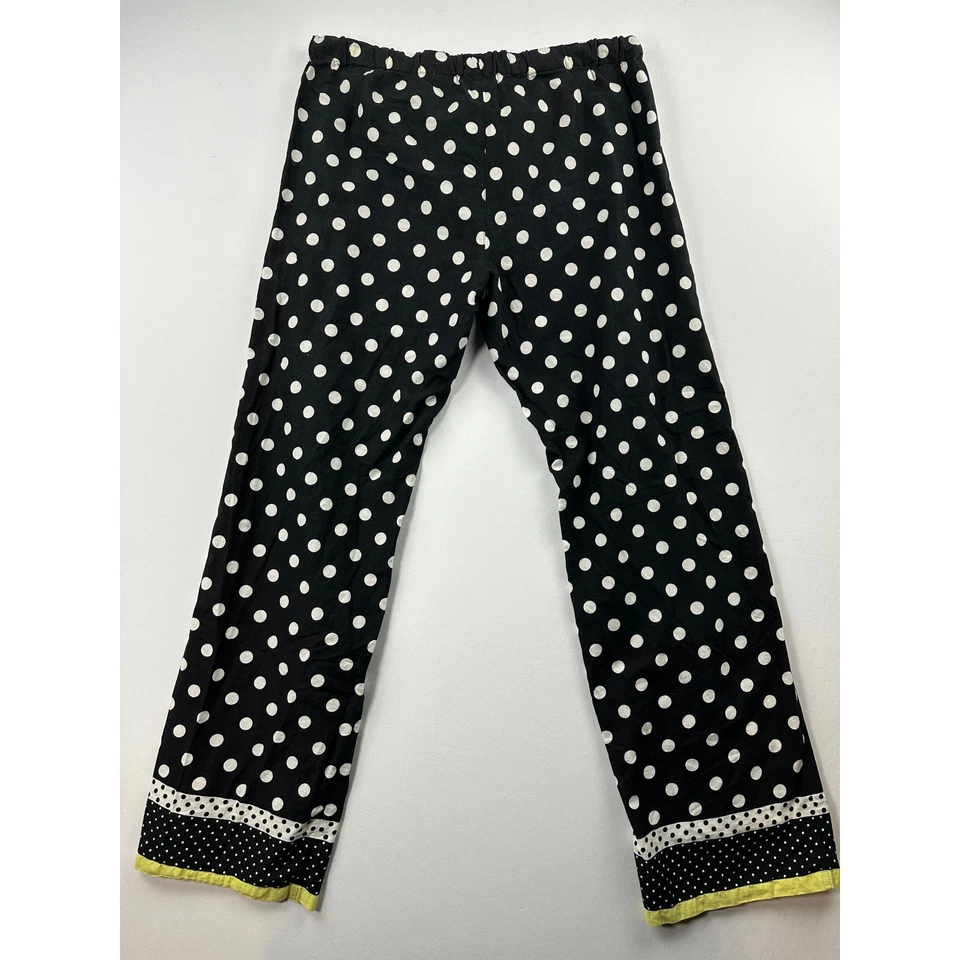 P.J. Pantalones de pijama Salvage negro blanco verde a lunares para mujer talla grande algodón Foto 3 de 4
