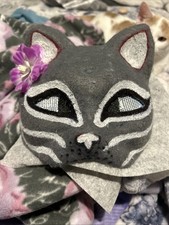 Gray with Stripes Therian Cat Mask Unisex One Size Fits Most Halloween Cosplay.