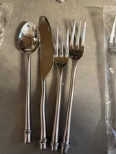 PIER 1 "Tadpole" Flatware Four Place Settings Stainless Steel Discontinued P117