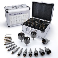20pcs Carbide Hole Saw Kit for Hard Metal, TCT 1/2"-2-1/4" Hole Cutter Set for