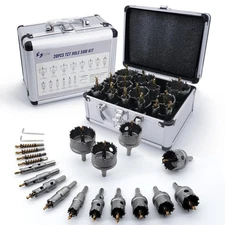 20pcs Carbide Hole Saw Kit for Hard Metal, TCT 1/2"-2-1/4" Hole Cutter Set for