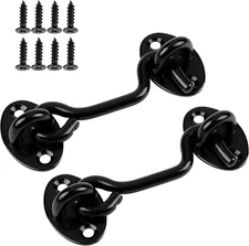 2 Pack 6'' Door Latch Door Lock Hardware, 6'' Hook and Eye Gate Latch Easy Lo...