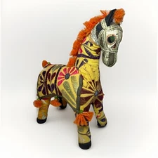 Vintage Rajasthani Embroidered Fabric Horse Made in India Vintage Folk Art