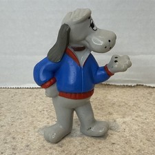 Vintage 1986 Tonka Pound Puppies Mini Figure Gray Dog in Blue Jacket