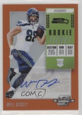 2018 Contenders Optic Rookie Ticket Orange Prizm 42/49 Will Dissly #199 Auto py5