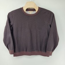 Michael Kors Sweatshirt Mens Large Brown MK Logo Monogram Crewneck All Over