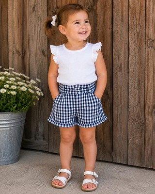 Gloria Jeans Navy Gingham Shorts 1 2T