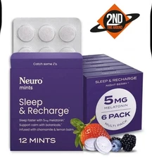 Neuro Melatonin 5mg Sleep & Recharge Mints (72 Pieces) - Fast Dissolve Melatonin