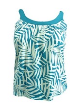 Coco Reef Women's Printed Bra-Sized Tankini Top 38DD, Blue 