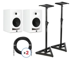Kali Audio LP-6 V2 6.5-inch Powered Studio Monitor Pair with Stands and Cables -