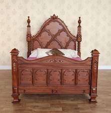 Gothic Bed Frame | Empire Bed | Solid Mahogany 4'6" 5' 6' NEW B046