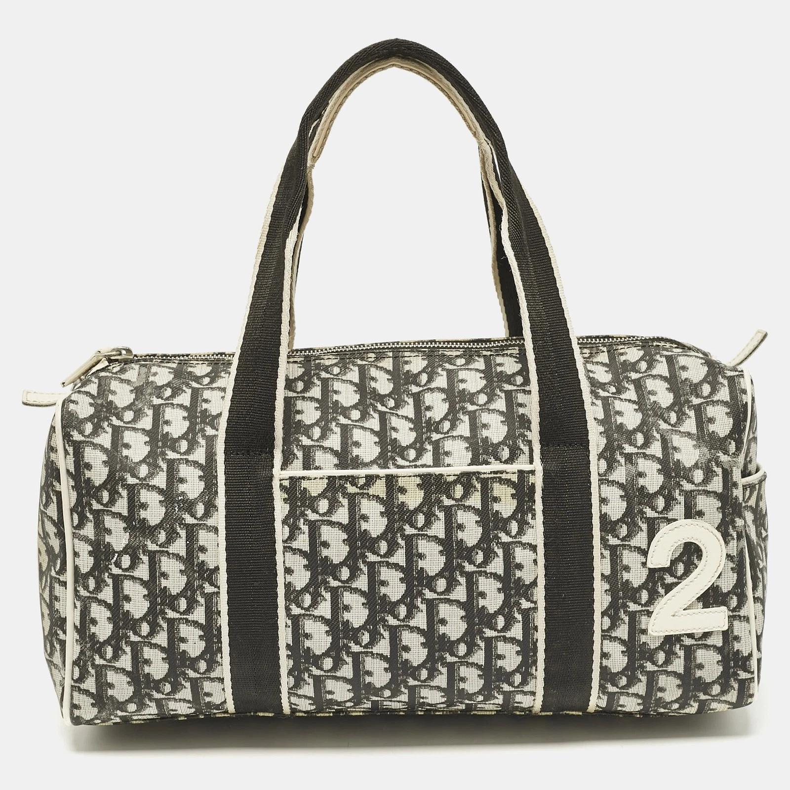 Sac Dior noir Diorissimo toile enduite et cuir verni Girly Boston