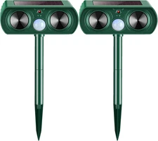 2025 2 Pack Outdoor Solar Ultrasonic Animal Repeller Deer Repellent Devices Wate