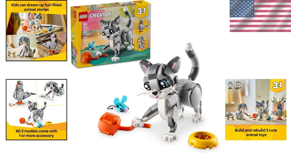 Lego 3 in 1 Playful Cat Toy Set – Engage Creativity with Posable Figures - Image 2 of 4