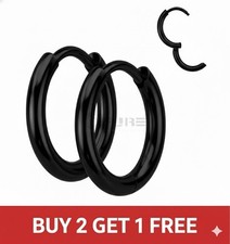 Men Women Surgical Stainless Steel Thick Huggie Hoop Earrings – Silver Round Pai