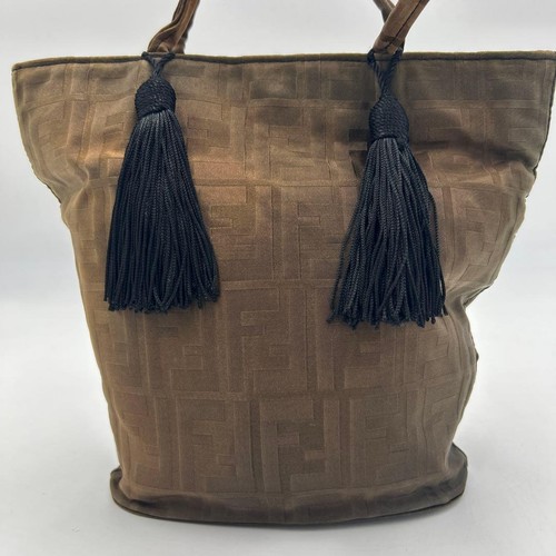 Borsa a mano FENDI Zucca nylon frange marrone autentica dal Giappone - Foto 3 di 24
