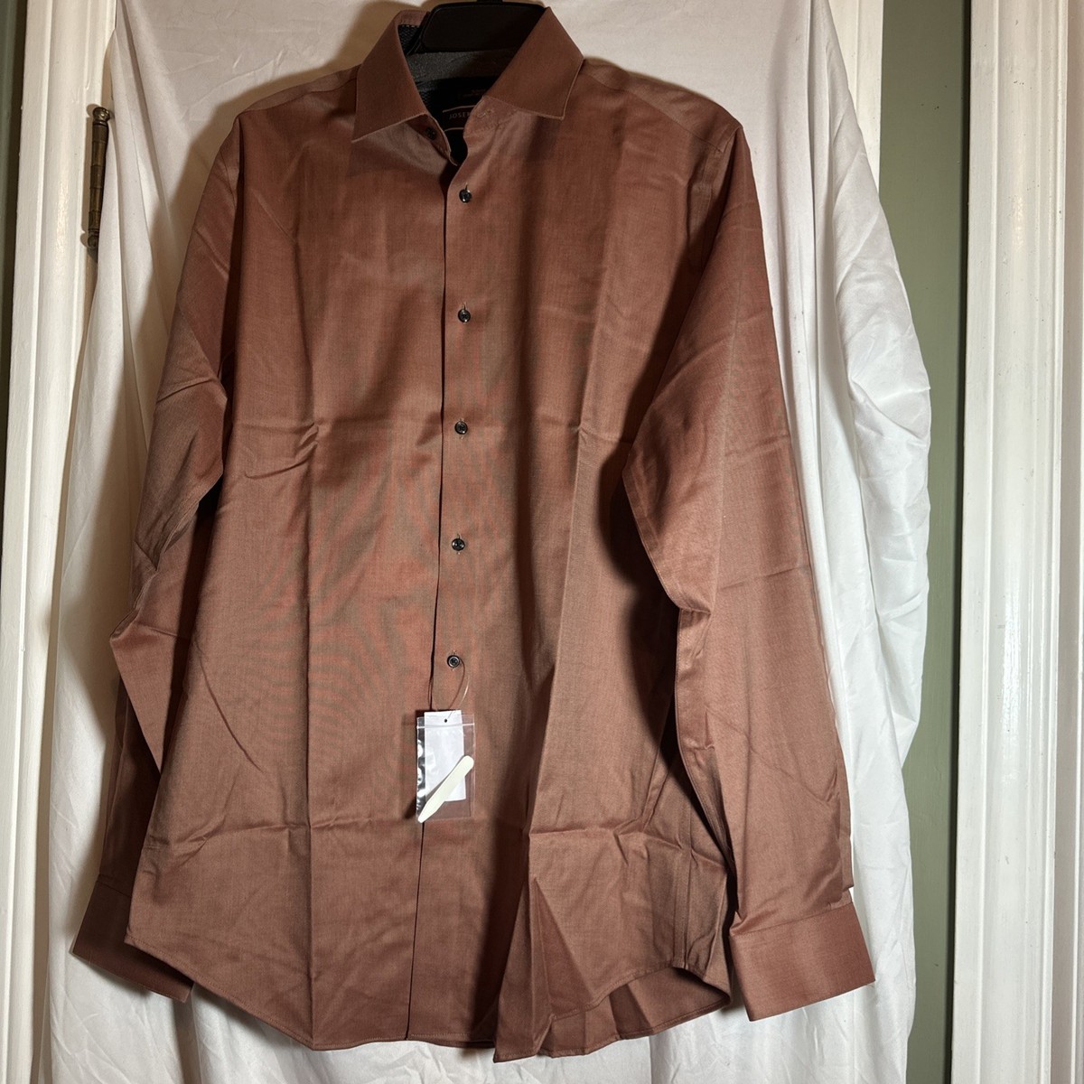 Joseph Abboud Men's Slim Fit dress shirt 15 34/35 Non Iron Comfort Collar  Brown | eBay