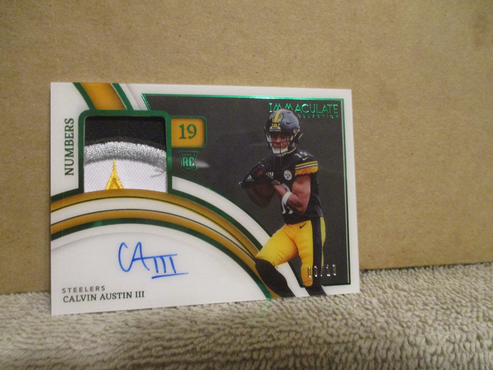 2022 IMMACULATE CALVIN AUSTIN III RC 4 COLOR STEELERS LOGO PATCH AUTO /18 INACAU view 5