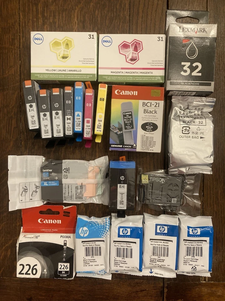 Lote mixto de cartuchos de tinta para impresora HP Epson Canon Brother Dell nuevos sellados Foto 2 de 2