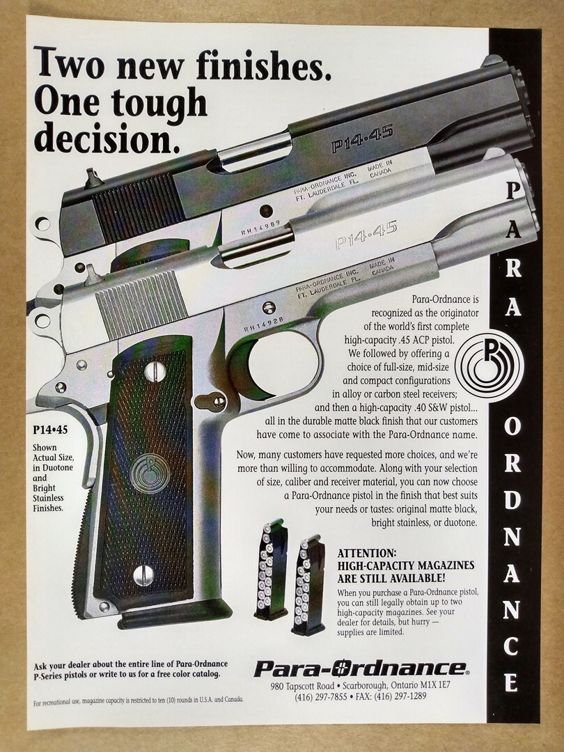 1997 Para-Ordnance P14-45 Pistol vintage print Ad | eBay