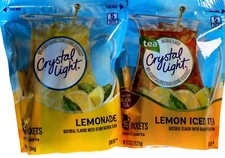 Crystal Light Lemon Iced Tea or Lemonade Natural Flavor, 16 Pitcher Packs Each