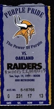 1999 FOOTBALL TICKET RAIDERS VIKINGS 1st RANDY MOSS vs CHARLES WOODSON HOF