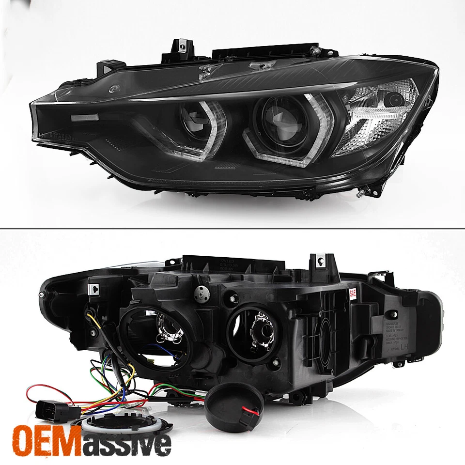 Se adapta a [F32 DRL] BMW F30 2012-15 Serie 3 Sedán Negro LED DRL Proyector Faros Foto 3 de 4