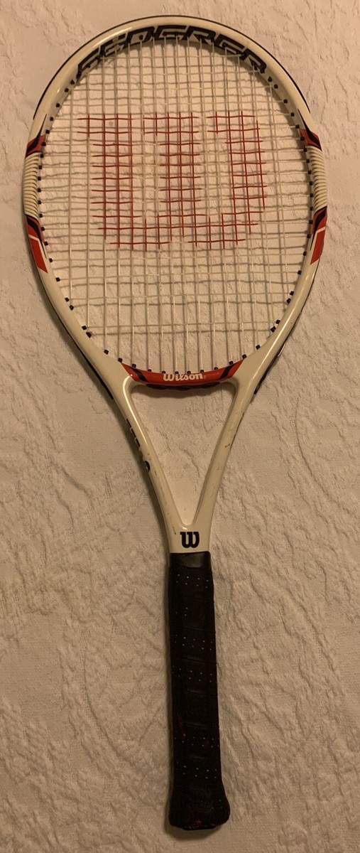 Wilson Federer 100 Tennis Racquet racket - White Red - 4 1/2