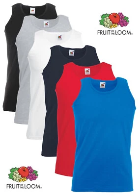 3er Pack Fruit Of The Loom Plain Baumwoll Unterhemd Tanktop Ärmellos - Bild 1 von 4