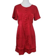 Vtg Jamie Brooke Dress Size 8 Small Floral Tie Back 90s Y2K Midi Satin Valentine