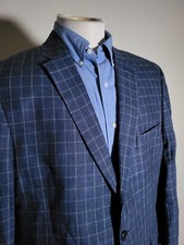 44R Tommy Hilfiger Slub Linen Check Windowpane Wht/Blue Jacket Coat blazer NWOT