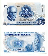10 Kroner Norwegen / Norway 1977 unc- , P. 36c
