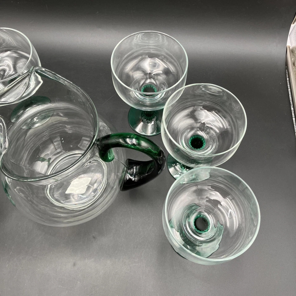 Jarro México Crisa Margarita, cabo verde aplicado com 3 Lg 3 copos médios - Imagem 4 de 4