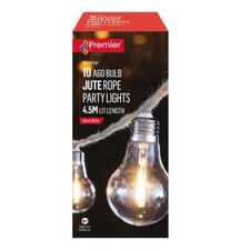 Garden Party Lights Outdoor 10 Bulb Warm White Jute Rope Mains Powered 4.5m