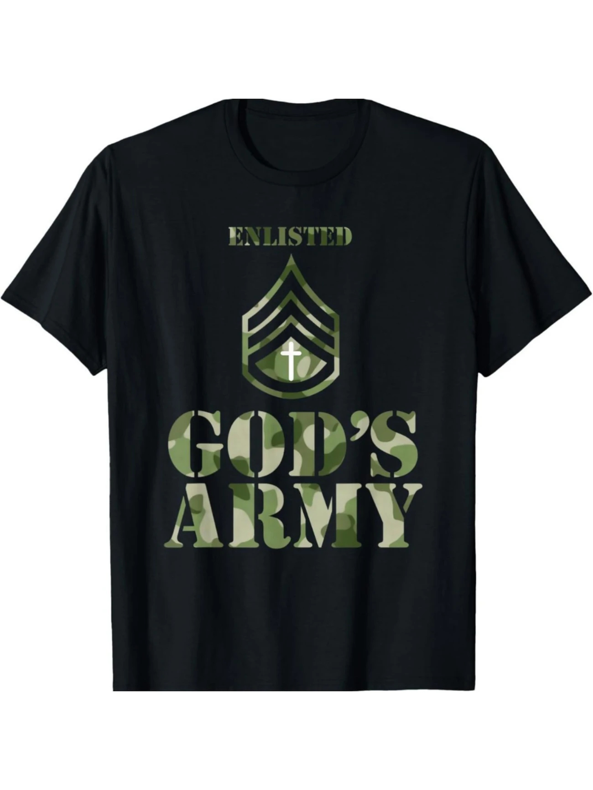 Men's God's Army Camo Cotton T-Shirt Breathable Comfort Fit Easter Theme