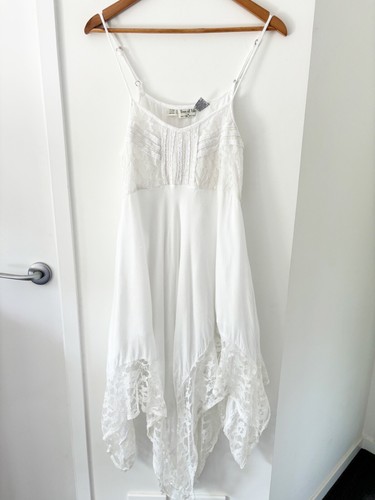 TREE OF LIFE Dress Size S White 100% Rayon Lace Detailed Boho Midi Dress