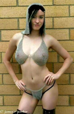 new design Chainmail 10 mm | Aluminum Halter + Pantie + Coif, | Sexy Style