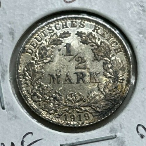 1919 A Germany 1/2 Half Mark Impaired Proof