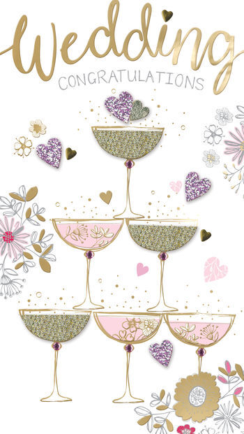 Glasses Congratulations Wedding Greeting Card - Second Nature Champagne Range
