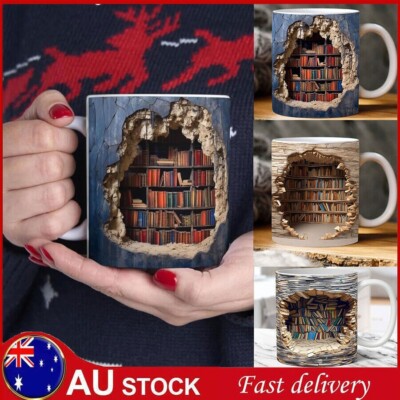 3D Bookshelf Mug Creative Effect Coffee Mug Gifts for Book Lovers