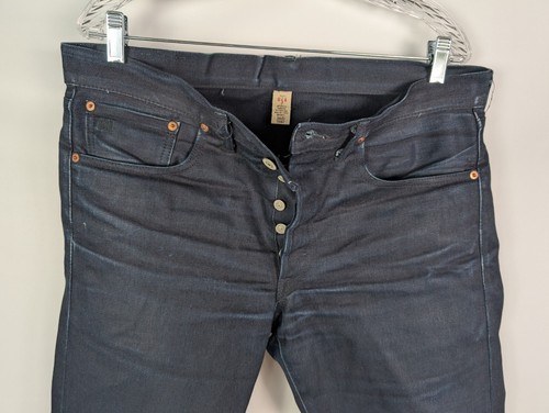 RRL DOUBLE RL Selvedge Slim Indigo Rigid Denim Jean 34 x 32 (38x34) USA Made - Picture 2 of 8